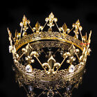 Men's Imperial Medieval Fleur De Lis Gold King Crown 8cm Tall 18cm Diameter
