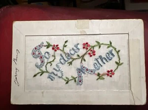 c1915 Embroidered Silk Insert My Dear Mother Vintage Postcard - Picture 1 of 2