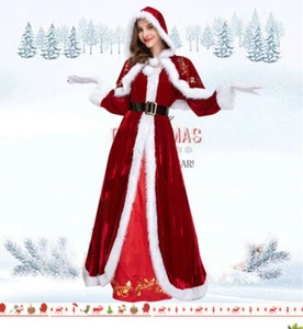 1Pc Christmas Costume Xmas Ladies Party Santa Cosplay Women Long Party Red Dress - Picture 1 of 3