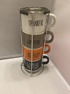 Juego de 4 tazas de espresso con estante de metal para el hogar esencial - Imagen 1 de 12
