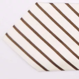 new LUIGI BORRELLI Sevenfold Tie ROYAL COLLECTION White Brown Stripes 160393 - Picture 1 of 5