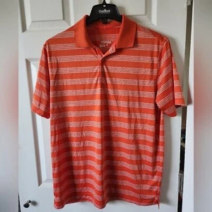 Nike Golf Tour Performance Dri Fit Gr. L orange-weiß gestreiftes Poloshirt - Bild 1 von 4