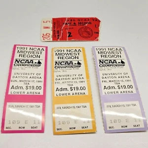 4 NCCA College Basketball Championship Ticket Stubs Dayton Arena 1991 & 1986 Lot - Picture 1 of 2