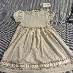 Matilda Jane Fresh Snow Dress Oatmeal Ribbon Trim Girls Size 4 - Picture 1 of 6