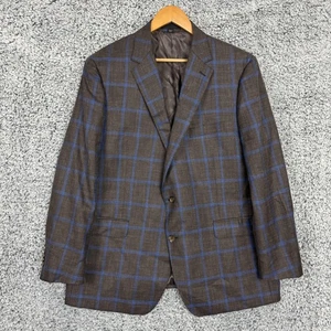 Paul Betenly Blazer Mens 48R Brown Blue Plaid Wool Silk Linen J-Sandro VBC Italy - Picture 1 of 15