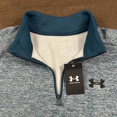NUEVO CON ETIQUETAS UNDER ARMOUR Pullover polar de peso medio con cremallera azul brezo torcido 1/4 XL Foto 1 de 4