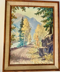 Mary Gingery Impressionist Ölgemälde gerahmt California Mountain Road - Bild 1 von 8