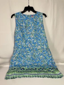 Pre-Owned Lilly Pulitzer Turquoise Oasis Outta Line Size 16 Sleeveless Dress - Picture 1 of 9