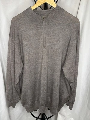 Peter Millar Mens Pullover 1/4 Zip Sweater SzXXL Brown Merino Wool & Lyocell - Image 1 of 4