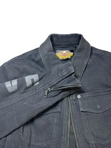 HARLEY-DAVIDSON Womens Motorcycle Jacket Black Denim Size S Spell Out - Picture 1 of 8