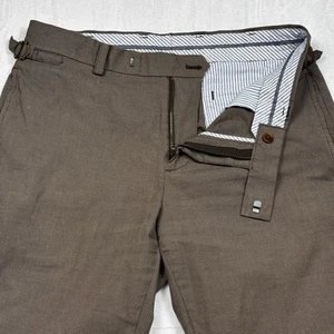Brooks Brothers Pants Mens 32x32 Milano Fit Brown Chino Houndstooth Side Buckle - Picture 1 of 17