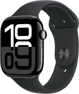 Apple Watch 10 GPS Alu Jet Black 46mm A2999 Black Silicon Band, TOP Zustand - Afbeelding 1 van 2