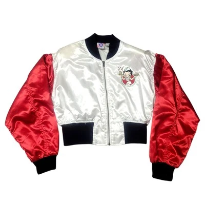 Chaqueta De Colección Betty Boop Universitaria Betty's Diner Años 90 Y2k Nylon Estilo Años 50 Bordada  Foto 1 de 4