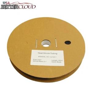 Cavo tubo termoretraibile 100 piedi 100' NERO 3/32" 2,4 mm poliolefina 2:1 - Foto 1 di 5