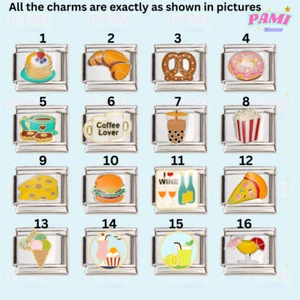 Charm italiano cibo cocktail ciambella pretzel adatto a tutti bracciale classico 9mm - Foto 1 di 34