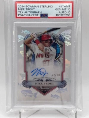 2024 Bowman Sterling Mike Trout TEK  Autograph (PSA/DNA GEM MT 10/AUTO 10)#27/30 - Image 1 of 2
