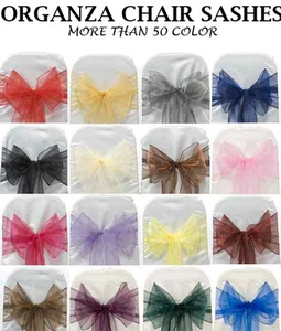 100 PACK Organza Chair Cover Sash Bow Wedding Anniversary Party Banquet Decor NW - Imagen 1 de 29