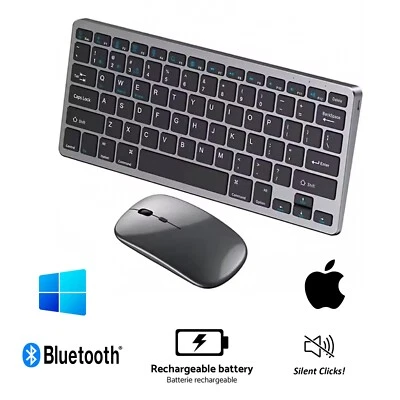 1-10 PK Wireless Silent Keyboard Mouse Bluetooth USB Dongle Apple Tablet PC Lot - Image 1 of 4