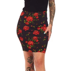 Sourpuss Rose Garden MIDI Skirt Womens Alternative Clothing - Picture 1 of 11