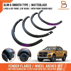 MATTE BLACK 3" SLIM FENDER FLARES WHEEL ARCH FIT FORD RANGER PICKUP 18-22 SENSOR - Picture 1 of 10