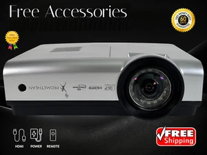 2500 lumens DLP Projector Short-throw for Home Theater Games Cinema w/Bundle - Picture 1 of 13