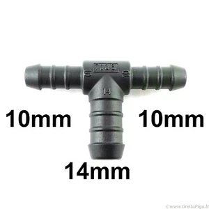 T-Stück Stachel 10 - 14 - 10 mm Schlauch Rohrverbinder Fitting Verbinder Luft Wasser - Bild 1 von 3
