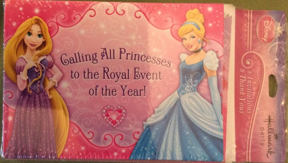Disney Princesses Hallmark Party 8 Invitations and 8 Thank You Cards PARTY