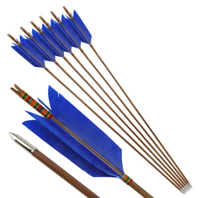 33" Bamboo Arrows 4'' Turkey Feathers Archery Longbow Recurve Bow Hunting Target - Image 1 of 4