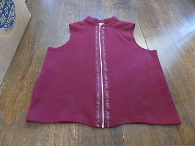 Chaleco Jaclyn Smith Deportivo Frambuesa Borgoña Cremallera Completa Tejido Cinta Bordada Talla L Foto 1 de 4