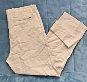 Linen Blend NAUTICA Mens 36x32 Comfort Pants Classic Fit Chino Beige Straight - Picture 1 of 16