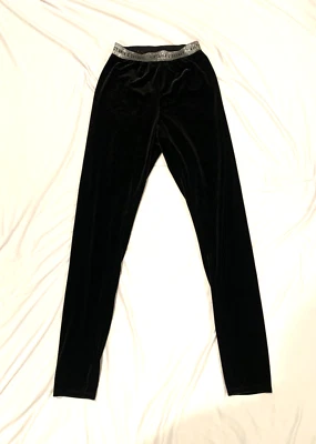 Victoria's Secret VELVET Velour Leggings Women's XS Pants Black Glittery Waist - Image 1 of 4