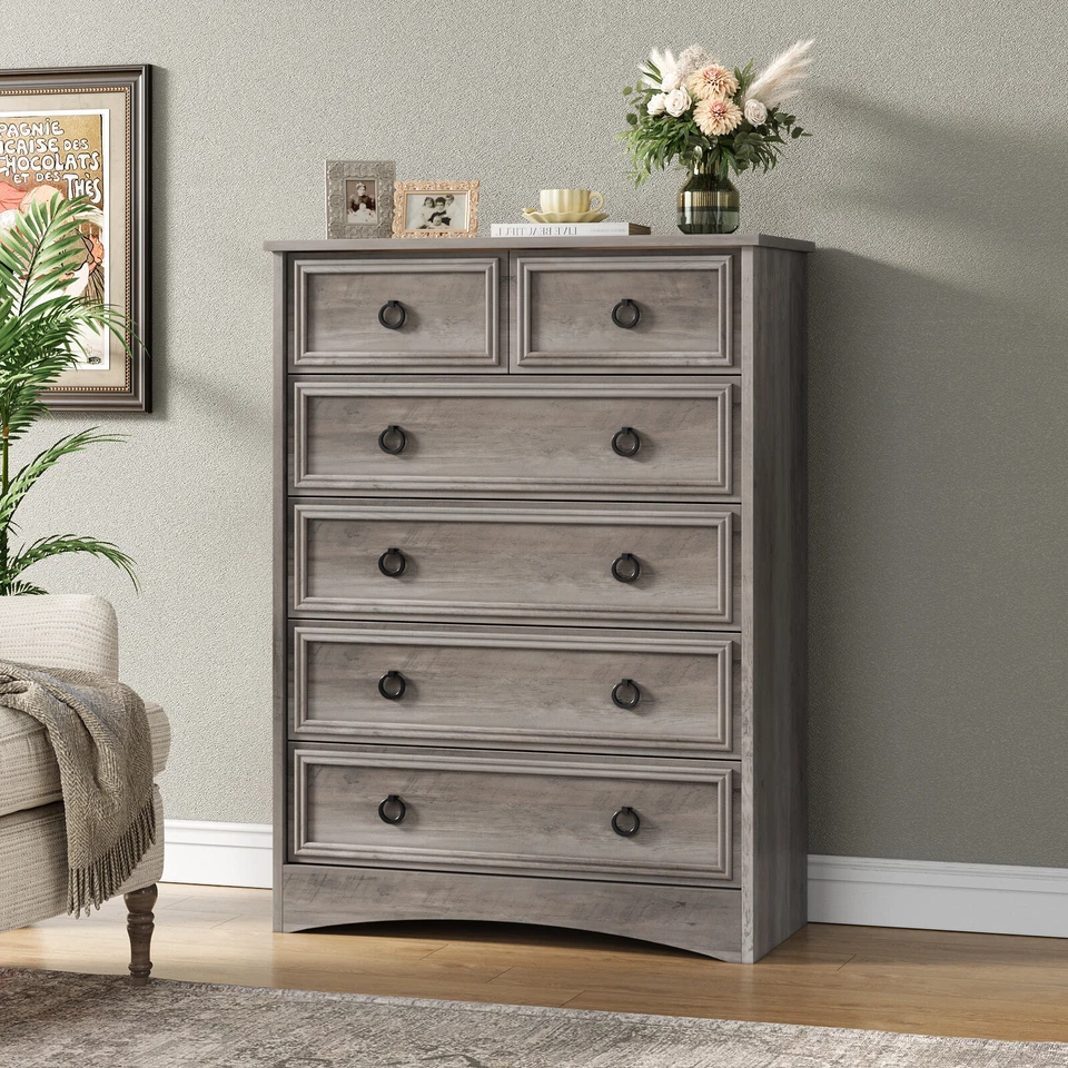 Tall Dressers for Bedroom 6 Drawer Dresser Wooden Storage Chest of Drawers - Image 1 of 1