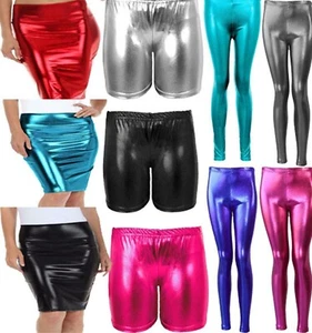 Niños Damas Pantalones Cortos Falda Para mujeres Niñas Disco Metálicos Brillantes Leggings Ajustados - Imagen 1 de 25