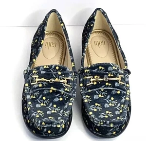 Cabi Womens Velvet Carnaby Loafer Flats Blue Yellow Floral Horsebit size 7 - Picture 1 of 13