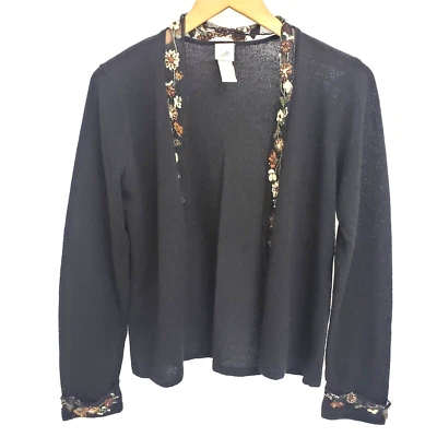 Cárdigan negro con cuentas bordadas J. Jill para mujer talla S Foto 1 de 4