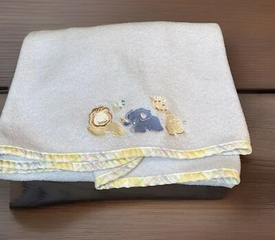 De Colección Circo Bebé Manta Vellón Elefante Jirafa León Azul Felpa Pastel Borde Foto 1 de 4