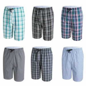 100 % Baumwolle Herren Lounge Shorts Pyjama Unterteil Nacht Nachtwäsche mit Taschen - Bild 1 von 4