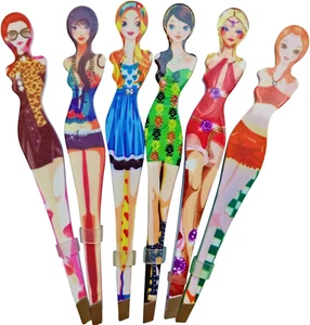 6Pcs Professional Girl Eyebrow Tweezer Stainless Steel Slanted Eyebrow Tweezers - Picture 1 of 7