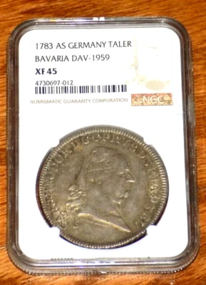 NCG 1783 AS BAVARIA GERMANY TALER XF 45 XF45 DAV-1959 Certified Graded Coin - Image 1 of 4