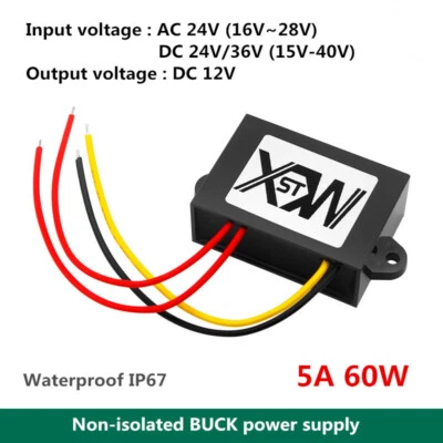 DC15-40V/AC16-28V to 12VDC 5A 60W non-isolated BUCK power converter - Image 1 of 4