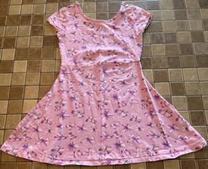 Girls Basic Editions Dress Size M (7/8) Pink Butterfly Print - Picture 1 of 4