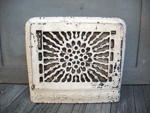Vintage Cast Iron Register Grate Antique Heat Vent Furnace Grate Hardware - Picture 1 of 20