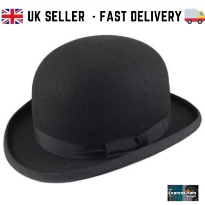 Black Wool Felt Bowler Hat - Satin Lined - Top Quality : S-XXL - FAST POST 🚚💨 - Image 1 of 4