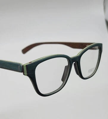 31 de febrero - Nina - 46-15 - Verde azulado - Gafas de madera de lujo - Italia - Venta al por menor $700 Foto 1 de 4