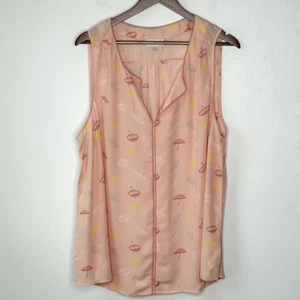 Blusa Modcloth Melocotón Sin Mangas Estampado Paraguas - Para Mujer EE. UU. 2X - Imagen 1 de 7