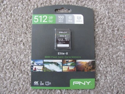 PNY 512GB Elite-X 4K Ultra HD Class 10 U3 V30 UHS-I SDXC Memory Card (P-SD512U31 - Image 1 of 4