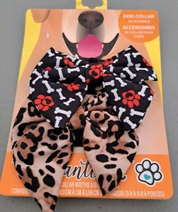 Collare cane Enchanté animale domestico fiocco accessori stampa leopardo ossa zampe cuori NUOVO - Foto 1 di 4