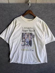Vtg 2000's Super Bowl The Seattle Times Seahawks Newspaper Shirt Mens 2XL NFL - Picture 1 of 8