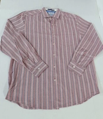 Рубашка мужская Tommy Bahama LS с откидными манжетами в полоску на пуговицах средняя размер Runs Big - Изображение 1 из 4