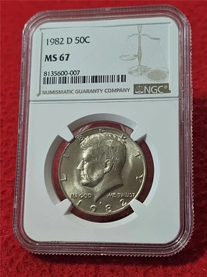 1982-D UNCIRCULATED KENNEDY HALF DOLLAR  NGC MS 67                   #T6111 - Image 1 of 2